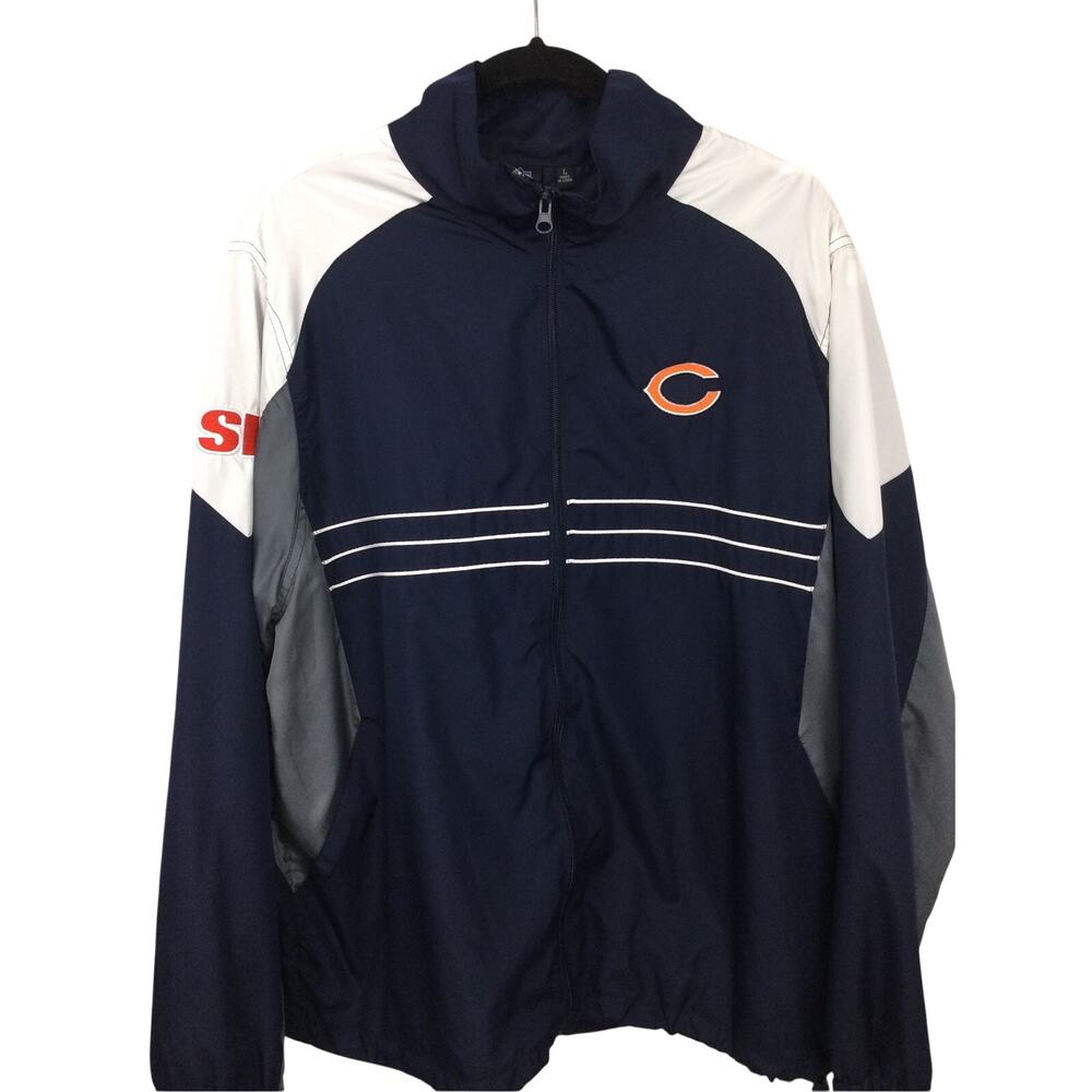 Chicago Bears NFL Team Apparel Reebok Athleisure Sportswear Zip Windbreaker L